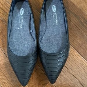 Dr. Scholl's Memory Foam Black Flats Snake Print